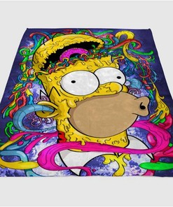 Homer Brain Melted Sherpa Fleece Blanket Gifts for Family, for Couple