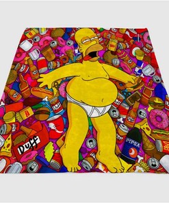 Homer Faint Simpson Cartoon Sherpa Fleece Blanket Gifts for Family, for Couple