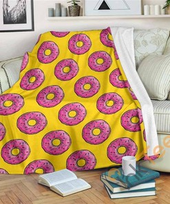 Homer Simpson Donut Sherpa Fleece Blanket Gifts for Family, for Couple