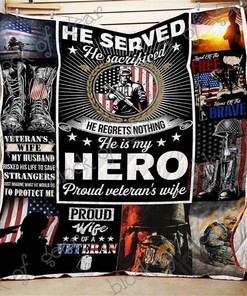 Honor Your Loved One with Proud Veteran's Wife Quilt And Pillowcase Set