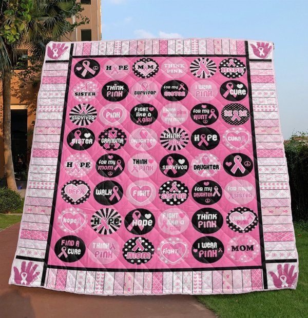 Hope And Think Pink Breast Cancer Awareness Quilt Blanket Bedding Set
