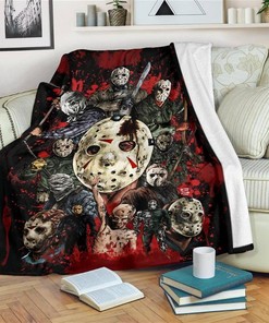 Horror Characters Jason Voorhees Sherpa Fleece Blanket Gifts for Family, for Couple