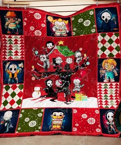 Horror Christmas Tree House Quilt Blanket Bedding Set