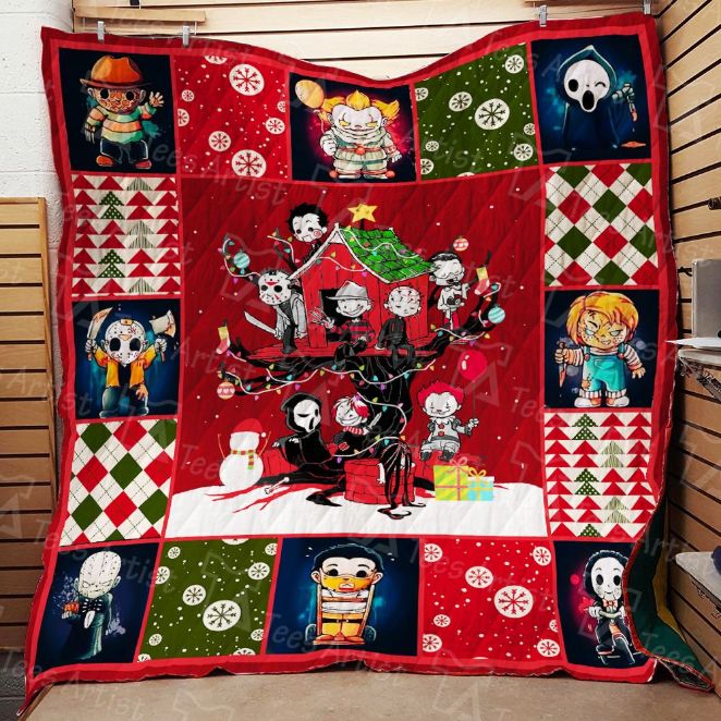 Horror Christmas Tree House Quilt Blanket Bedding Set