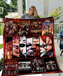 Horror Faces Halloween Quilt Blanket Bedding Set Print Friends Horror Halloween Quilt Blanket Bedding Set Decor Home Blanket