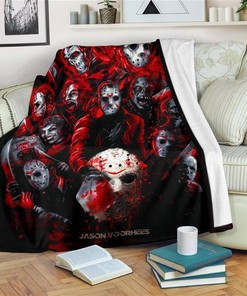Horror Jason Voorhees Sherpa Fleece Blanket Gifts for Family, for Couple