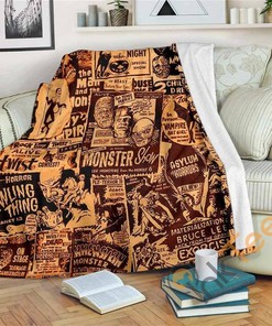 Horror Movie Collage Sherpa Fleece Blanket Gifts for Family, for Couple