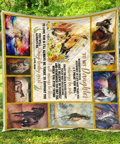 Horse Family To My Daughter From Mom I'll Be There To Support You Personalized Quilt Blanket Bedding Set