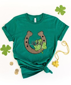 Horse Shoe Lucky Shirt, Patrick Lucky Shirt, St. Patricks Day Shirt, Shamrock Lucky Lips, Four Leaf Clover, Shamrock, Irish Shirt