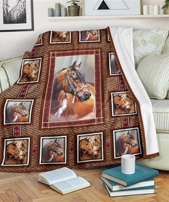 Horses Horse Lover Sherpa Fleece Blanket Gifts for Family, for Couple