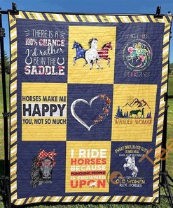 Horses Make Me Happy Quilt Blanket Bedding Set