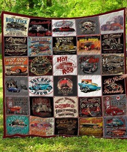 Hot-Rod Collage Quilt Blanket Bedding Set for Home Décor