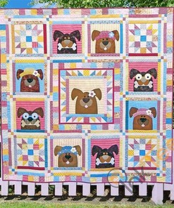 Hound Dog Theme Customizable Quilt Blanket Bedding Set for Home Decoration