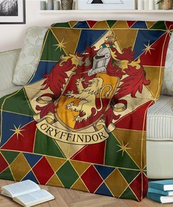 House Badge Gryffindor Harry Potter Sherpa Fleece Blanket Gifts for Family, for Couple