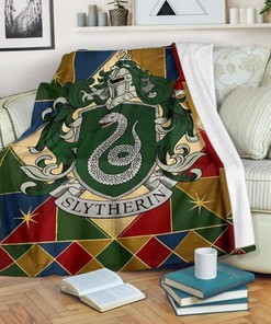 House Badge Slytherin Harry Potter Fleece Blanket Gift For Fan, Quilt Blanket Bedding Set Gift