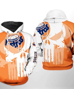 Houston Astros MLB Team Skull 3D Hoodie Zipper Hoodie