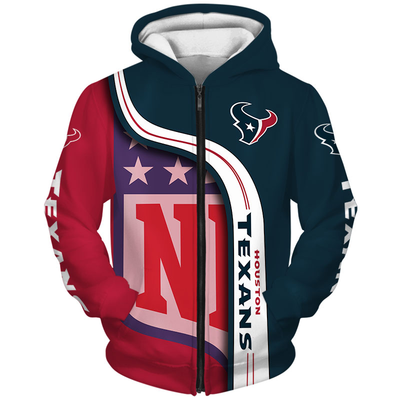 Houston Texans 3D Hoodie Pullover Zip Hoodie Nfl for Fans