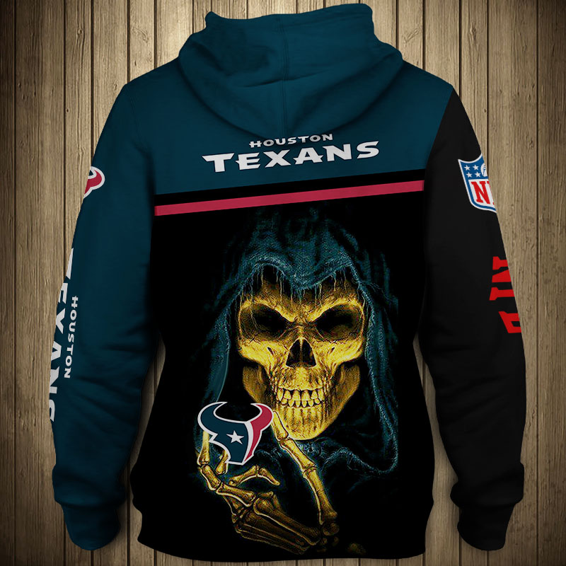 Houston Texans 3D Skull Hoodie Pullover Zip Hoodie for Fans - Image 3