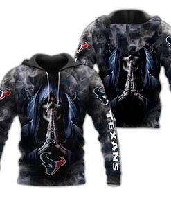 Houston Texans Hoodie 3D Zip Hoodie Death Smoke Graphic Gifts for Fans