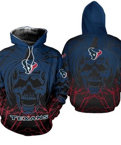 Houston Texans Hoodie Halloween Pumpkin Skull Print Zip Hoodie