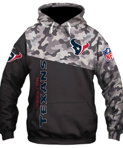 Houston Texans Military Hoodie 3D Zip Hoodie 3D Zip Hoodie Long Sleeve New Season