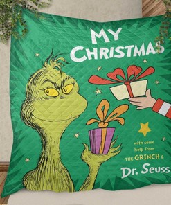 How The Grinch Stole Christmas Fantasy Comedy Christmas Gifts Lover Quilt Blanket Bedding Set, grinch Quilt Blanket Bedding Set