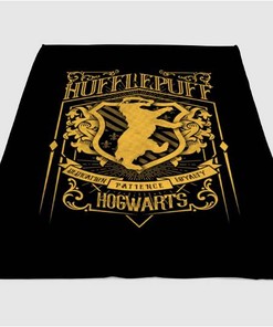 Hufflepuff Harry Potter Gold Sherpa Fleece Blanket Gifts for Family, for Couple