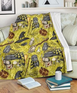 Hufflepuff House Harry Potter Fleece Blanket Gift For Fan, Quilt Blanket Bedding Set Gift