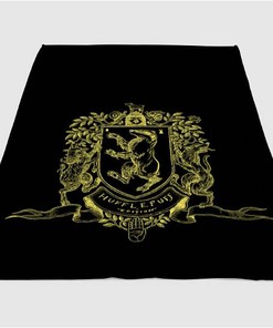 Hufflepuff Logo Outline Harry Potter Sherpa Fleece Blanket Gifts for Family, for Couple