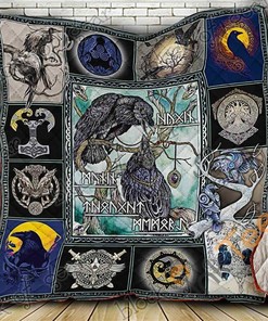 Hugin And Munin, Thought And Memory Quilt Blanket Bedding Set