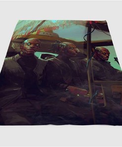 Human 2077 Cyberpunk Sherpa Fleece Blanket Gifts for Family, for Couple
