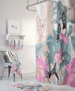 Hummingbird Floral Shower Curtain, Bath, Towel Options