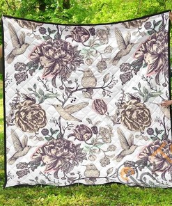 Hummingbird Premium Quilt With Pillowcase Option