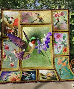 Hummingbird Quilt Blanket Bedding Set With Pilliwcase Option