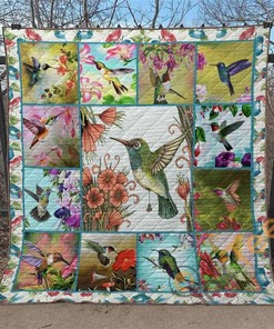 Hummingbird Quilt Blanket Bedding Set With Pilliwcase Option Ver2