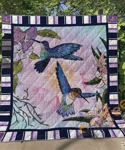 Hummingbird Quilt Blanket Bedding Set With Pilliwcase Option Ver8