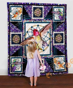 Hummingbird Quilt Blanket Bedding Set With Pilliwcases Option For Picnic Or Home Decor