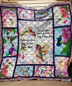Hummingbird Roses Peony Quilt Blanket Bedding Set