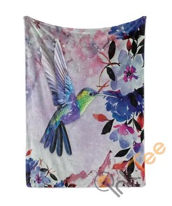 Hummingbird Sherpa Fleece Blanket Gifts for Family, for Couple