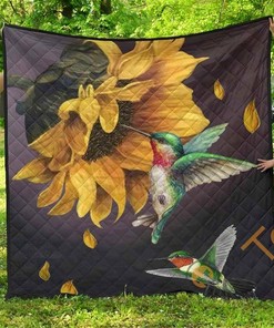 Hummingbird Sunflower Design Personalized Quilt Blanket Bedding Set for Home Decor