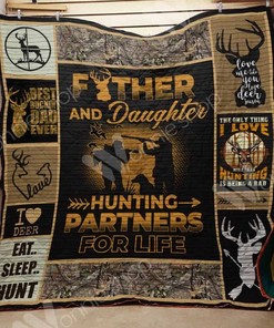 Hunting Partners For Life Hunting Dad Daughter Father's Day Perfect Gifts For Hunting Lover Quilt Blanket Bedding Set