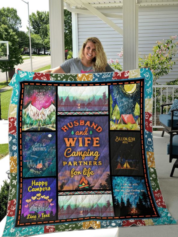 Husband And Wife Camping Partners For Life Quilt Blanket Bedding Set