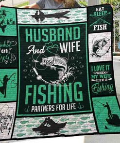 Husband And Wife Fishing Partners For Life Wedding Valentine's Day Quilt Blanket Bedding Set