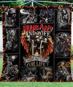 Husband And Wife Riding Partners For Life Quilt Blanket Bedding Set