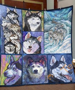 Husky Portrait Quilt Blanket Bedding Set