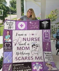 I Am A Nurse And A Mom Nothing Scares Me Mother's Day Quilt Blanket Bedding Set
