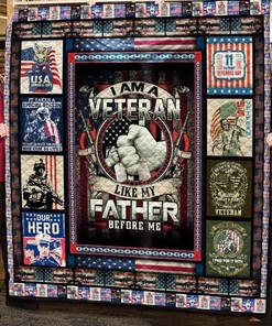 I Am A Veteran Like My Father Before Me Quilt Blanket Bedding Set