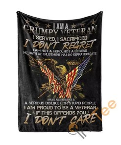 I Am Grumpy Veteran Sherpa Fleece Blanket Gifts for Family, for Couple