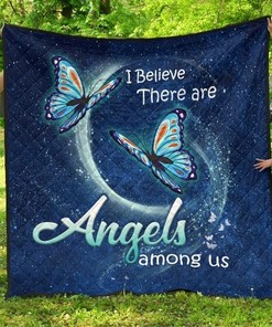 I Believe There Are Angels Among Us Butterfly Art Quilt Blanket Bedding Set