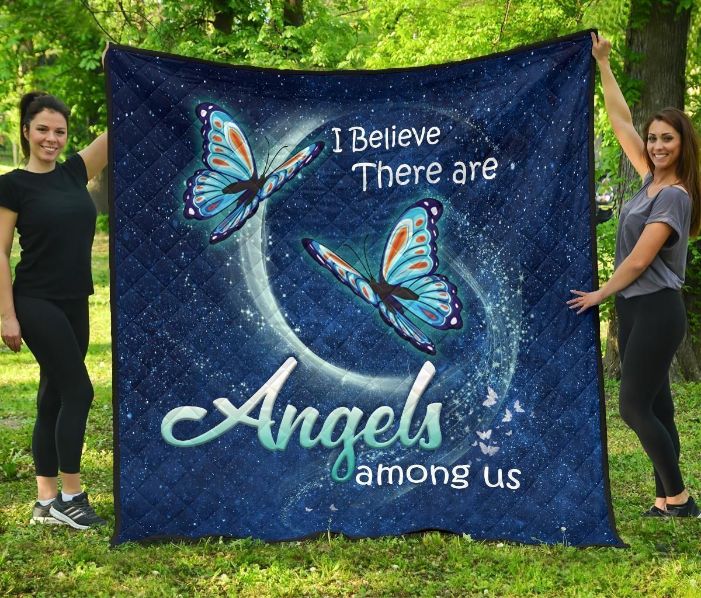 I Believe There Are Angels Among Us Butterfly Art Quilt Blanket Bedding Set
